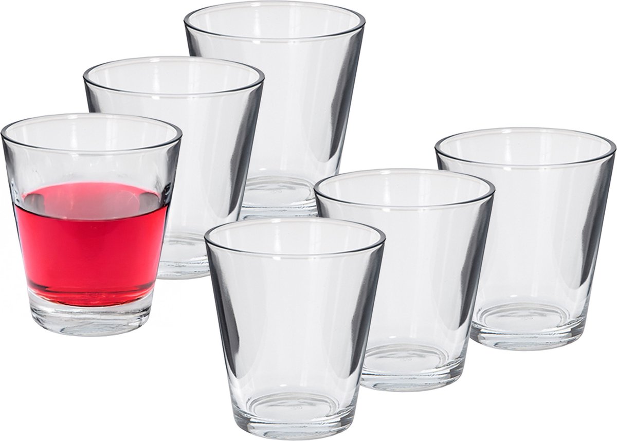 Alessandro Drinkglazen Conical Crystal - 6x stuks - glas - 230 ml - H9 cm - waterglazen - Frisdrank - Sapglazen