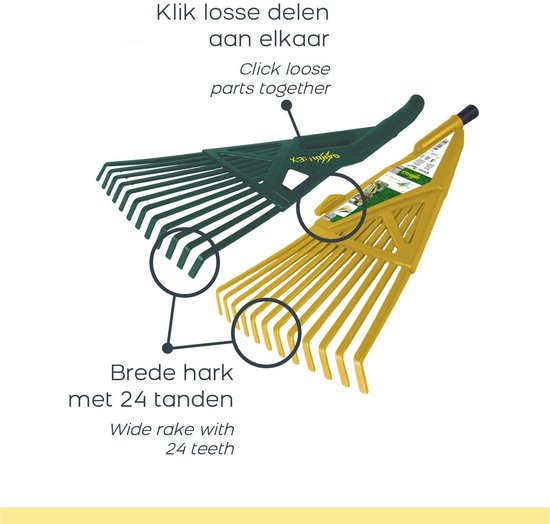 Gardirex, Bladhark - Hark met Steel - Gazonhark - Bladscheppen - Bladverzamelaar - 2-in-1 - Groen/Geel van GardiREX — afbeelding 2