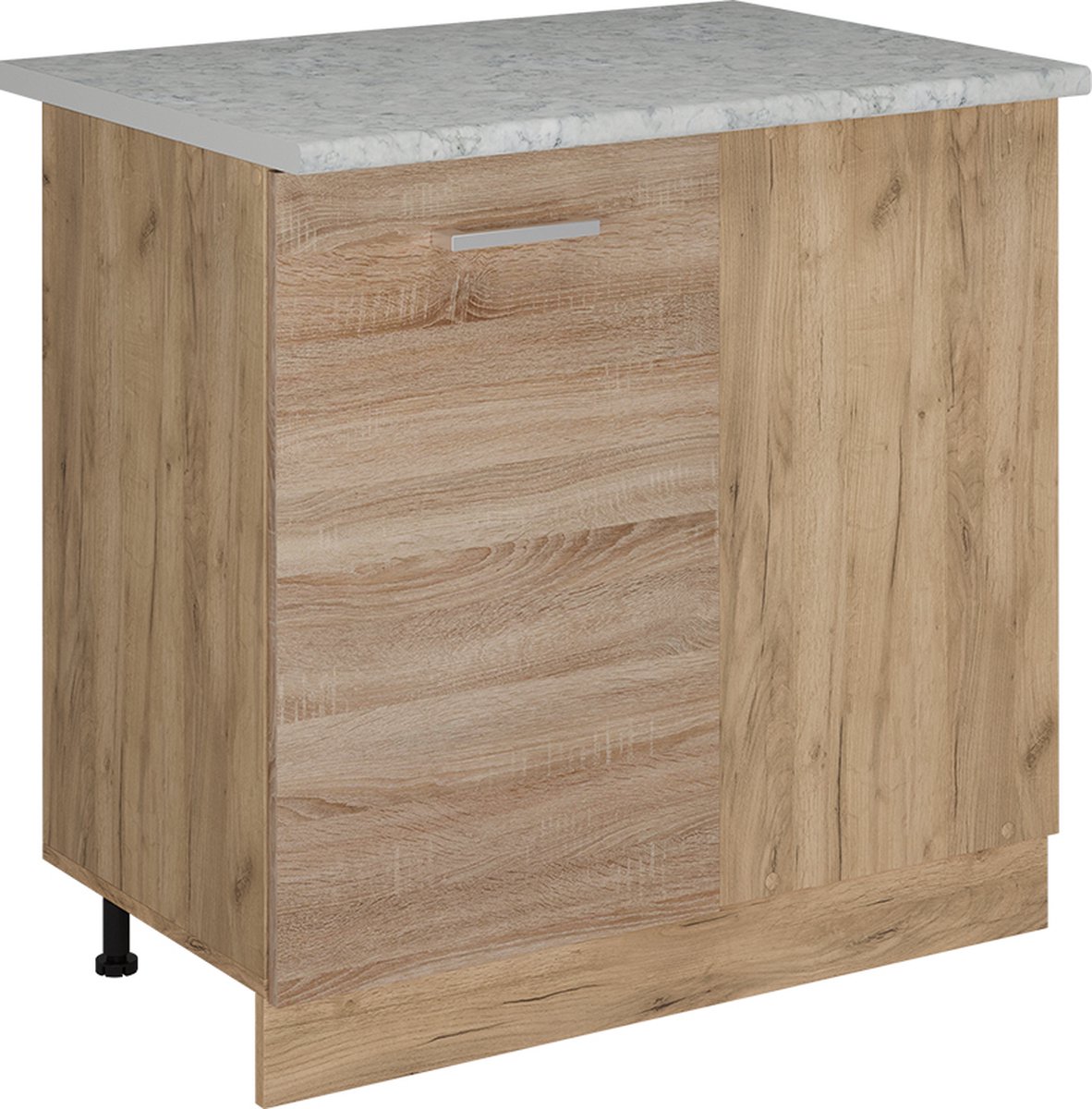 Vicco R-Line Hoekkast – 86 cm WB Marmer Sonoma Sonoma/Goudkleurig Eiken