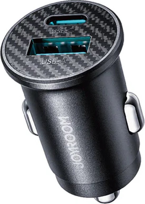 Joyroom - Autolader USB-A en USB-C - Auto Oplader USB - Sigarettenaansteker - Compact en veilig - 15W - Zwart