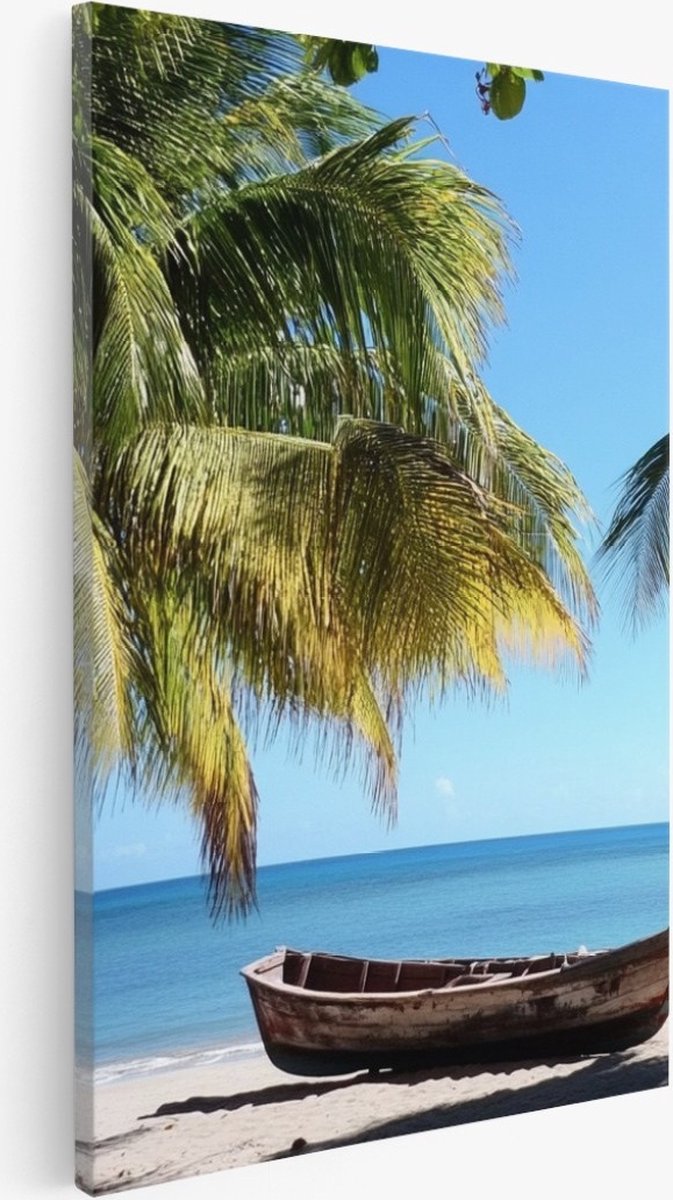Saammp Canvas Schilderij - Helmgras met zonsondergang - strand - zee - Duinen - 40x60 - Foto op canvas - Wanddecoratie - muurdecoratie Woonkamer - Slaapkamer decoratie - Canvas Print Multicolor