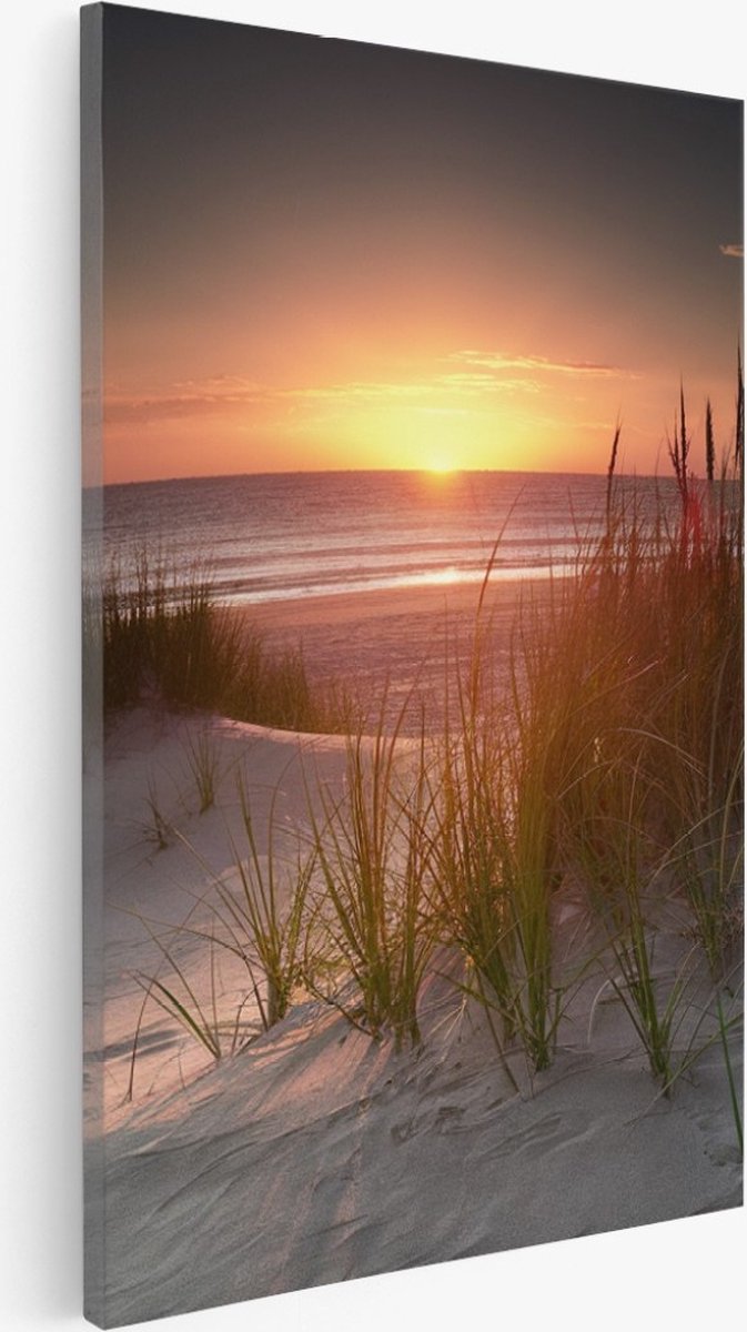 Saammp Canvas Schilderij Zonsondergang - Strand - Zee - 100x150 - Foto op canvas - Wanddecoratie - muurdecoratie Woonkamer - Slaapkamer decoratie - Canvas Print Multicolor