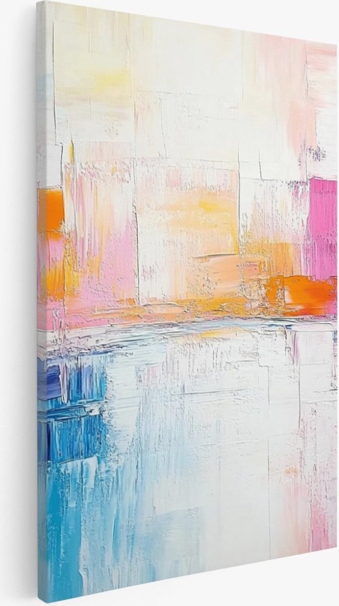 Saammp Canvas Schilderij - Gekleurde horizon van een stad - Abstract kunstwerk - 40x60 - Foto op canvas - Wanddecoratie - Muurdecoratie Woonkamer - Slaapkamer decoratie - Canvas Print Multicolor