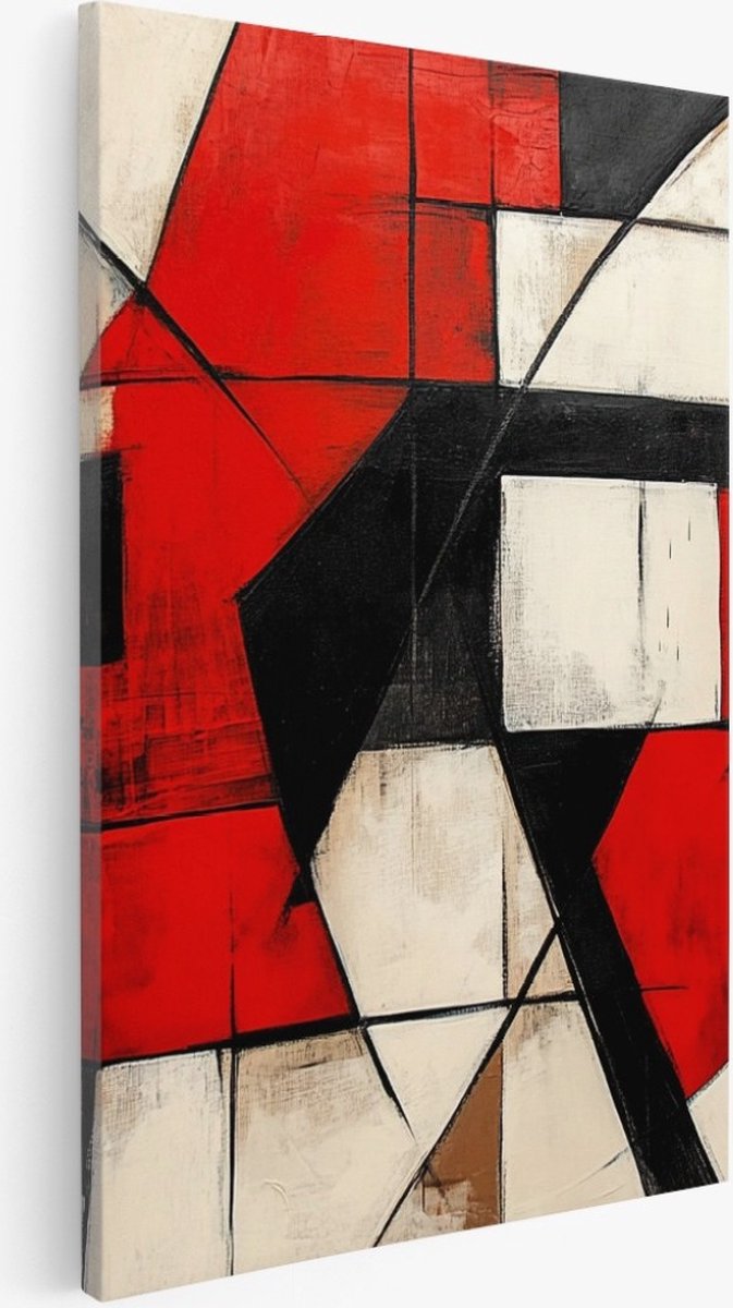 Saammp Canvas Schilderij - Geblokt - Kleurijk - Abstract - 40x60 - Foto op canvas - Wanddecoratie - Muurdecoratie Woonkamer - Slaapkamer decoratie - Canvas Print Multicolor
