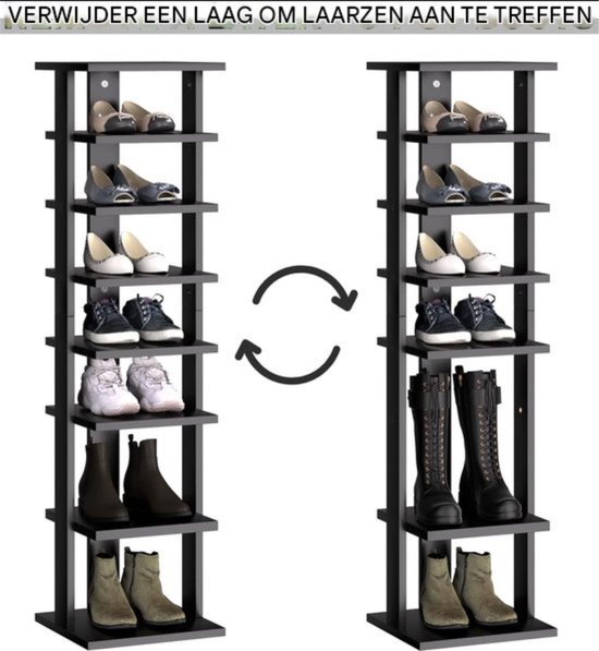 Homestyle4u 2169, schoenenkast smal bruin schoenenrek hoge schoenenkast houten schoenencommode hal 5 vakken 58 cm breed