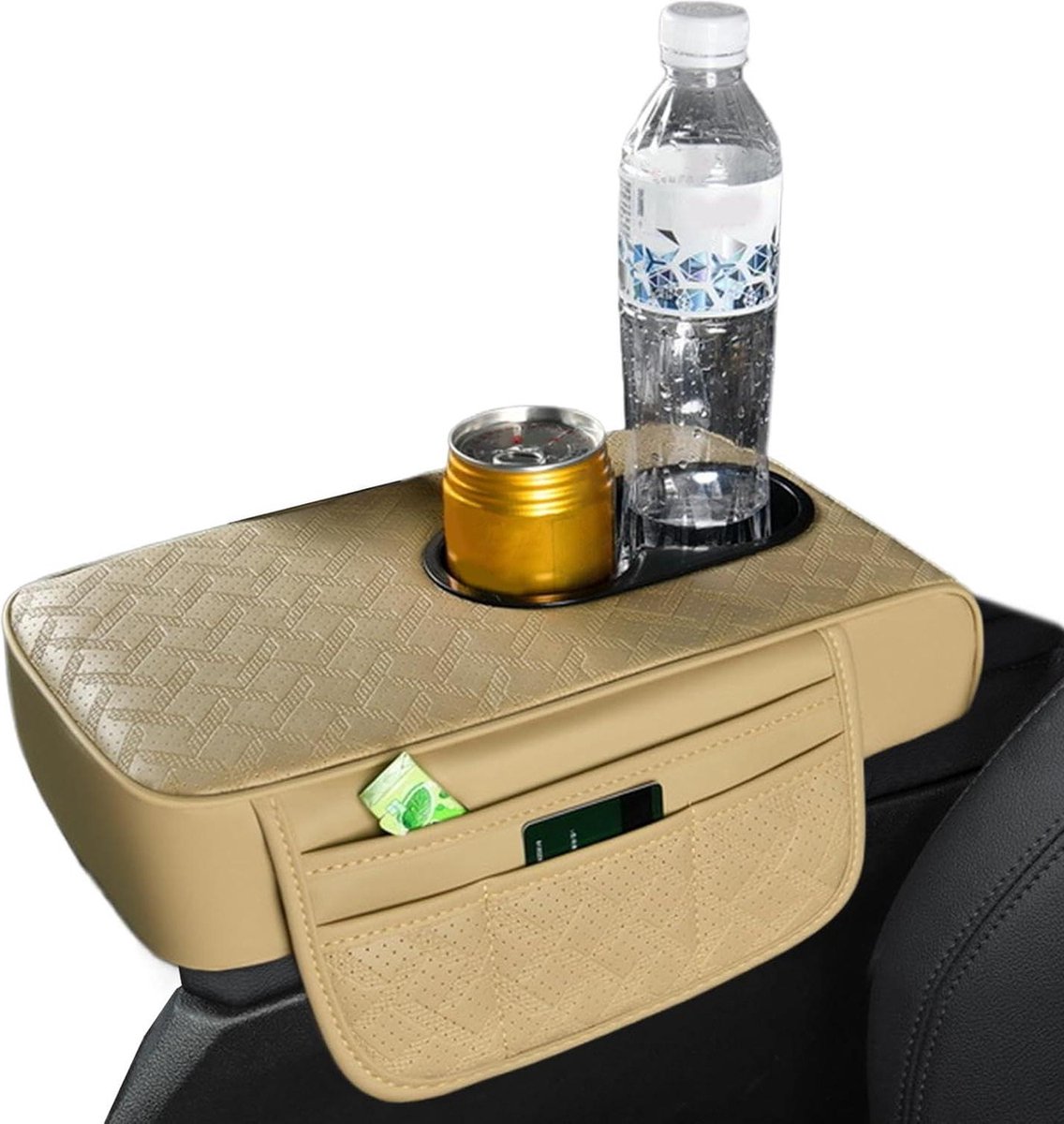 Comfortabel auto-armsteunkussen multifunctionele bekerhouder middenconsole - Opbergdoos voor armleuningen voor dames en heren .