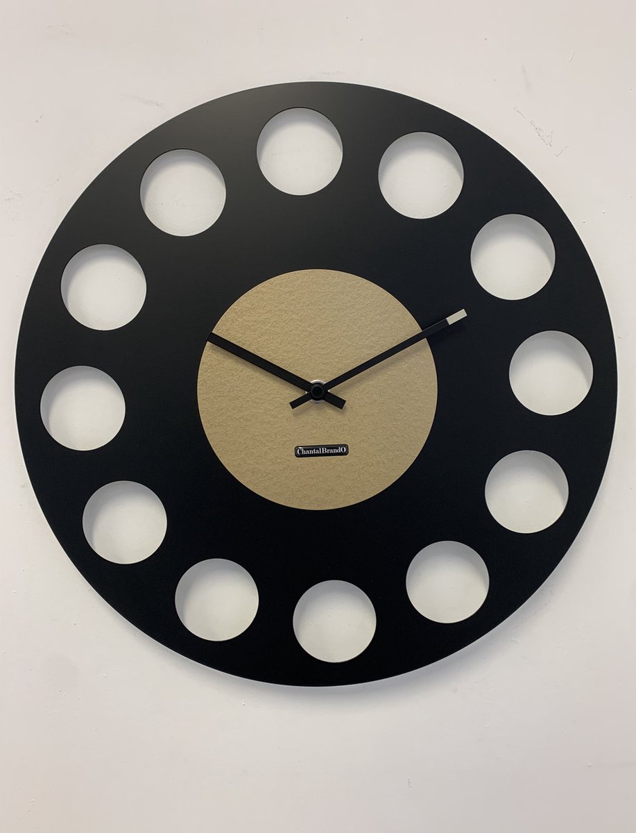 ChantalBrandO Wandklok MARAVAL Black & Gold XL Modern Design