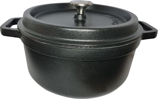 Sola Gietijzer Braadpannen - Ø 24 cm Gietijzer Braadpannen Inductie - Geschikt voor Elke Warmtebron - Zwart - Extra zware bodem