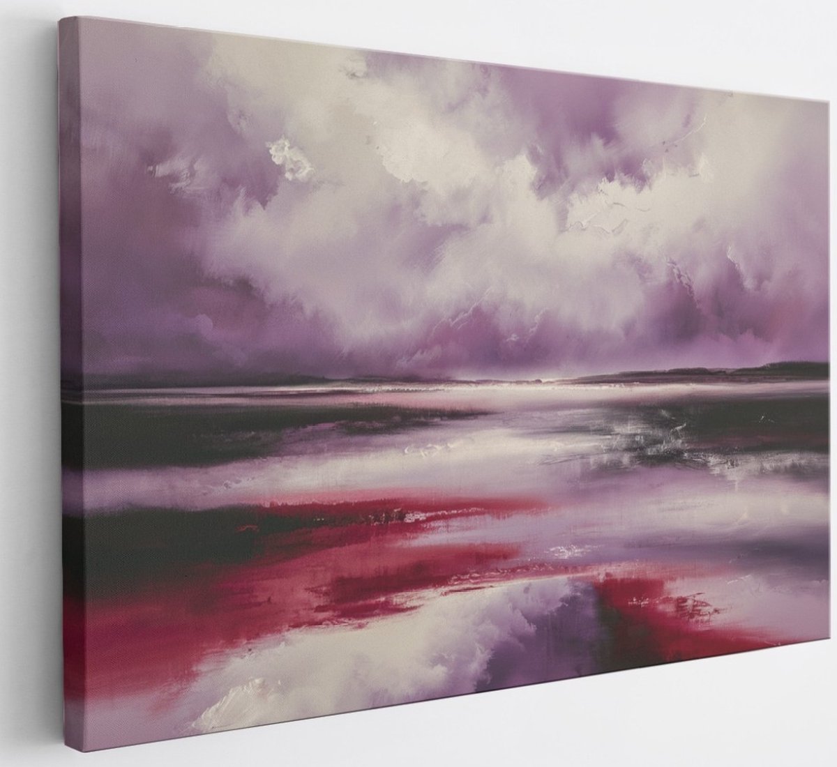 Saammp Canvas Schilderij - Landschap - Paars - Abstract - 60x40 - Foto op canvas - Wanddecoratie - Muurdecoratie Woonkamer - Slaapkamer decoratie - Canvas Print Multicolor