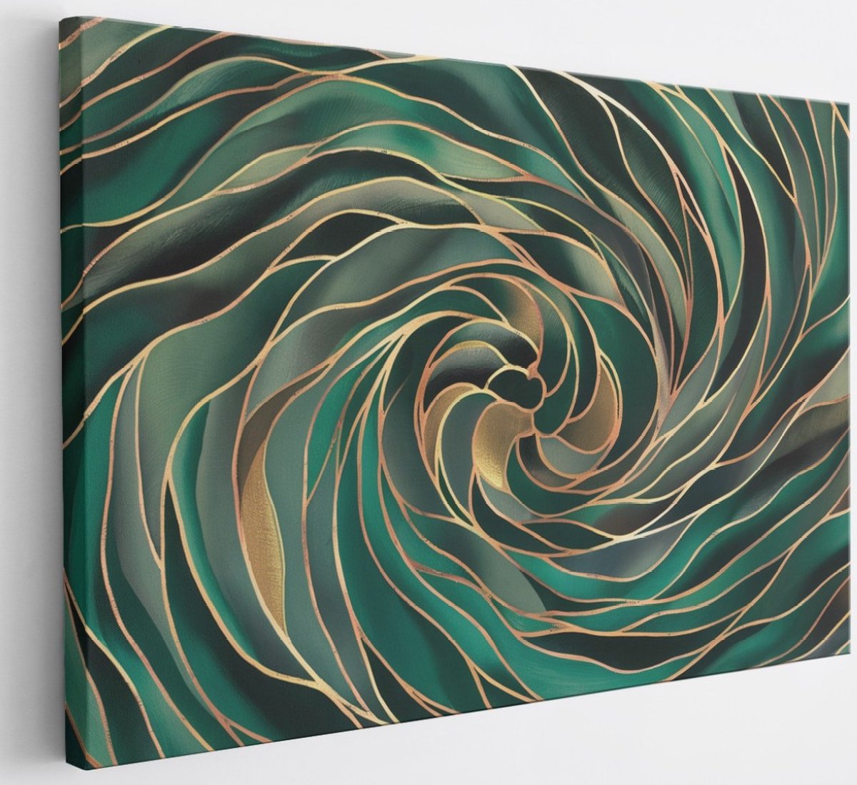 Saammp Canvas Schilderij - groene golfen - Abstract - 30x20 - Foto op canvas - Wanddecoratie - Muurdecoratie Woonkamer - Slaapkamer decoratie - Canvas Print Multicolor