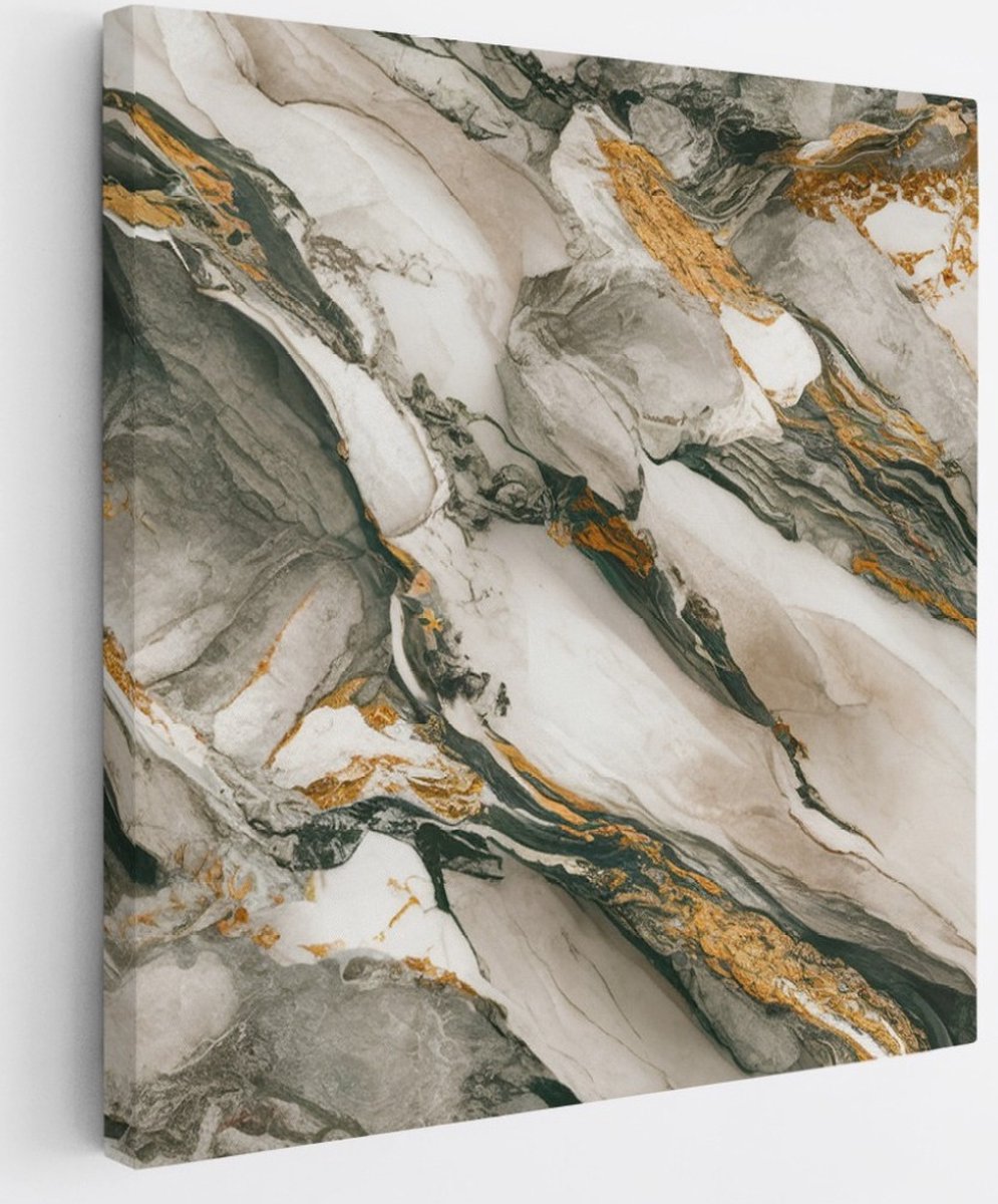 Saammp Canvas Schilderij - grijs marmer - Abstract - 40x40 - Foto op canvas - Wanddecoratie - Muurdecoratie Woonkamer - Slaapkamer decoratie - Canvas Print Multicolor
