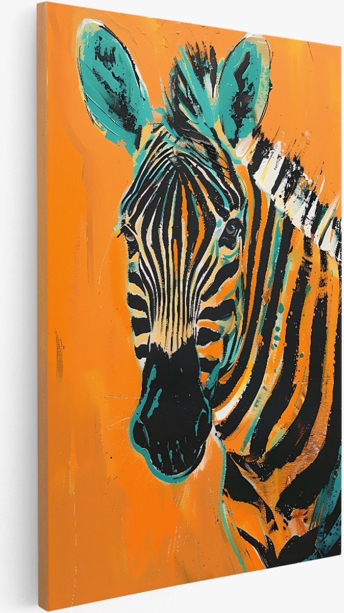 Saammp Canvas Schilderij - Zebra waterverf - Abstract - Dieren - 30x40 - Foto op canvas - Wanddecoratie - Muurdecoratie Woonkamer - Slaapkamer decoratie - Canvas Print