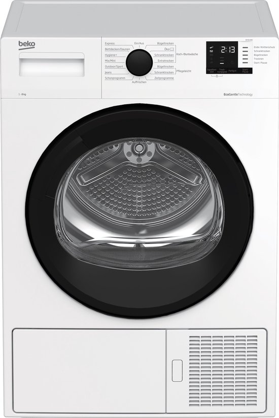 Beko DR81480 - Droger - Warmtepompdroger - Voorlader - 64 dB - 8 kg - Wit