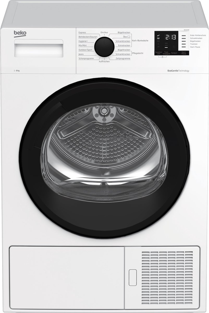 Beko DR81480 - Droger - Warmtepompdroger - Voorlader - 64 dB - 8 kg - Wit