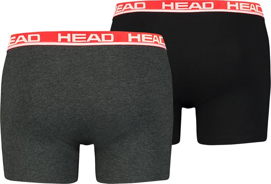 HEAD 2P boxers basic II zwart & grijs - L