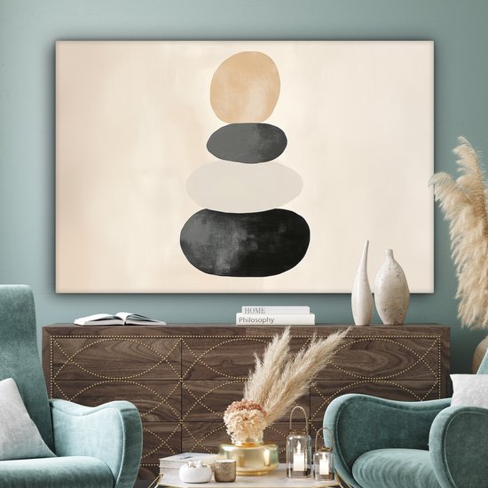 Tableau sur toile 180x120 cm - Décoration murale Japandi - Wabi sabi - Beige - Décoration murale murale salon - Décoration chambre - Accessoires chambre - Peintures sur toile