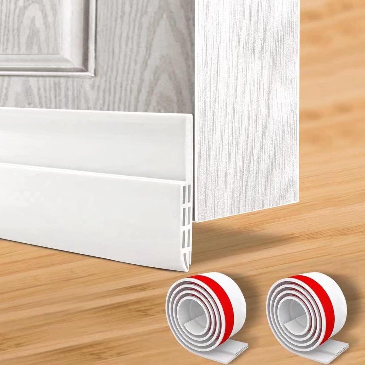 Deurtochtstrip - 2 stuks zelfklevende tochtstrip voor geluidsbestendig en energiebesparend - 2 inch B x 39 inch L (wit)