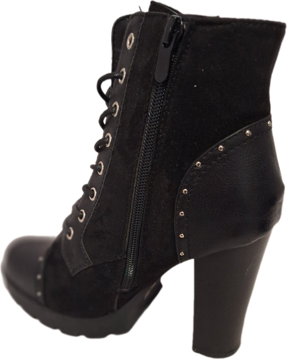 KAYLA -VETER -ENKELBOOTS-SUED/LEDERLOOK-HAK 10CM-PLATEAU 2CM-39