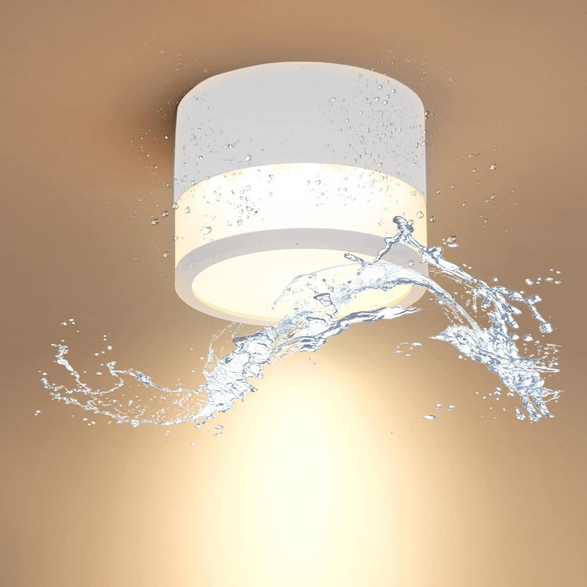 Plafondlamp Opbouw Wit Mat LED 12W 3000K Warm Wit IP65 - Badkamer Ø10cm