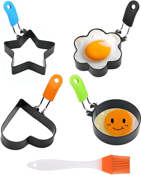 BESTONZON 2 Stuks Roestvrij Stalen Eierring Ronde Omeletvorm Pannenkoekenvorm Spiegeleivorm Spiegeleivormen Voor Braadpan Eivormer Instellen 75 Cm