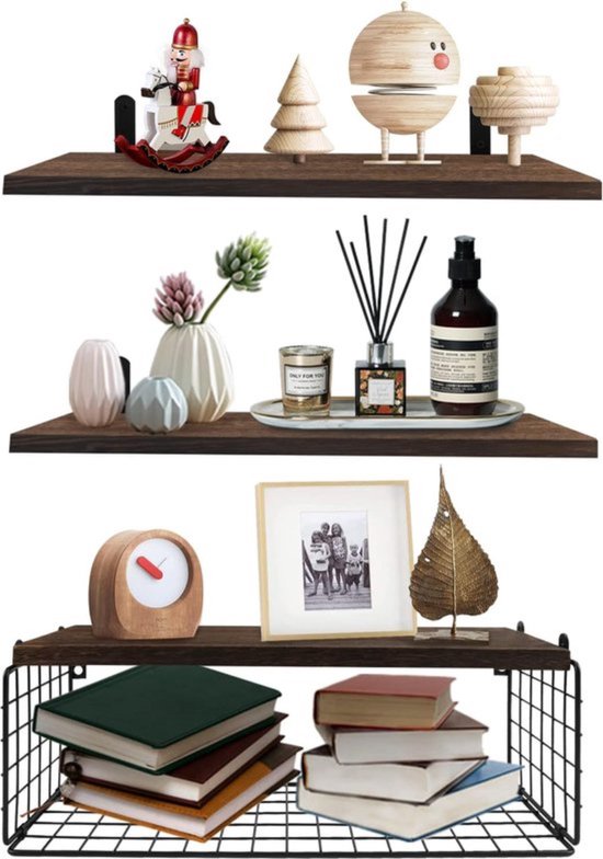 QEEIG Zwevende plank voor aan de muur, 39,9 cm, wandrek over toilet, boerderij, woondecoratie, display, boekenkast, klein, 39,9 x 17 cm, 2 stuks, wit (008-40 W