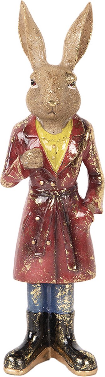 Decoratie Beeld Konijn 25 cm Bruin Rood Kunststof