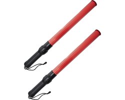 Professionele Verkeerswijzer met licht - 2x - Verkeersregelaar benodigdheden - 54 cm - op batterijen