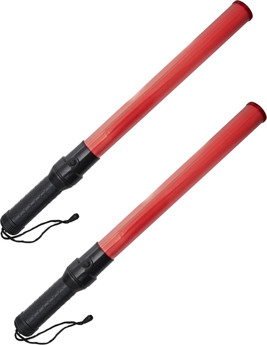 Professionele Verkeerswijzer met licht - 2x - Verkeersregelaar benodigdheden - 54 cm - op batterijen