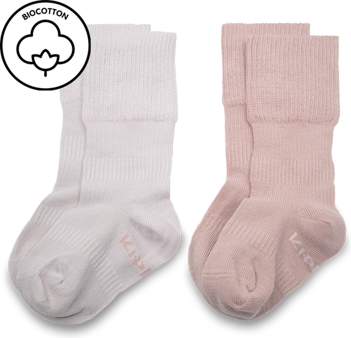 KipKep Baby sokken bio Blijf-Sokken - Maat 12-18 maanden - mauve - zakken niet af - stay-on-socks - roze