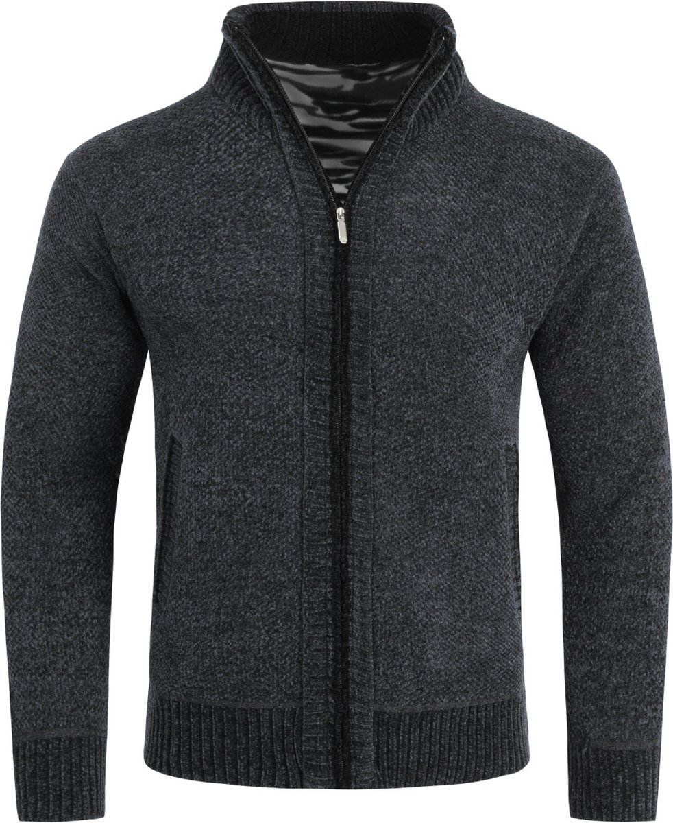 ALLTHEMEN Heren Vest Warme Winter Cardigan Met Rits - Gebreide Fleece Vest - L