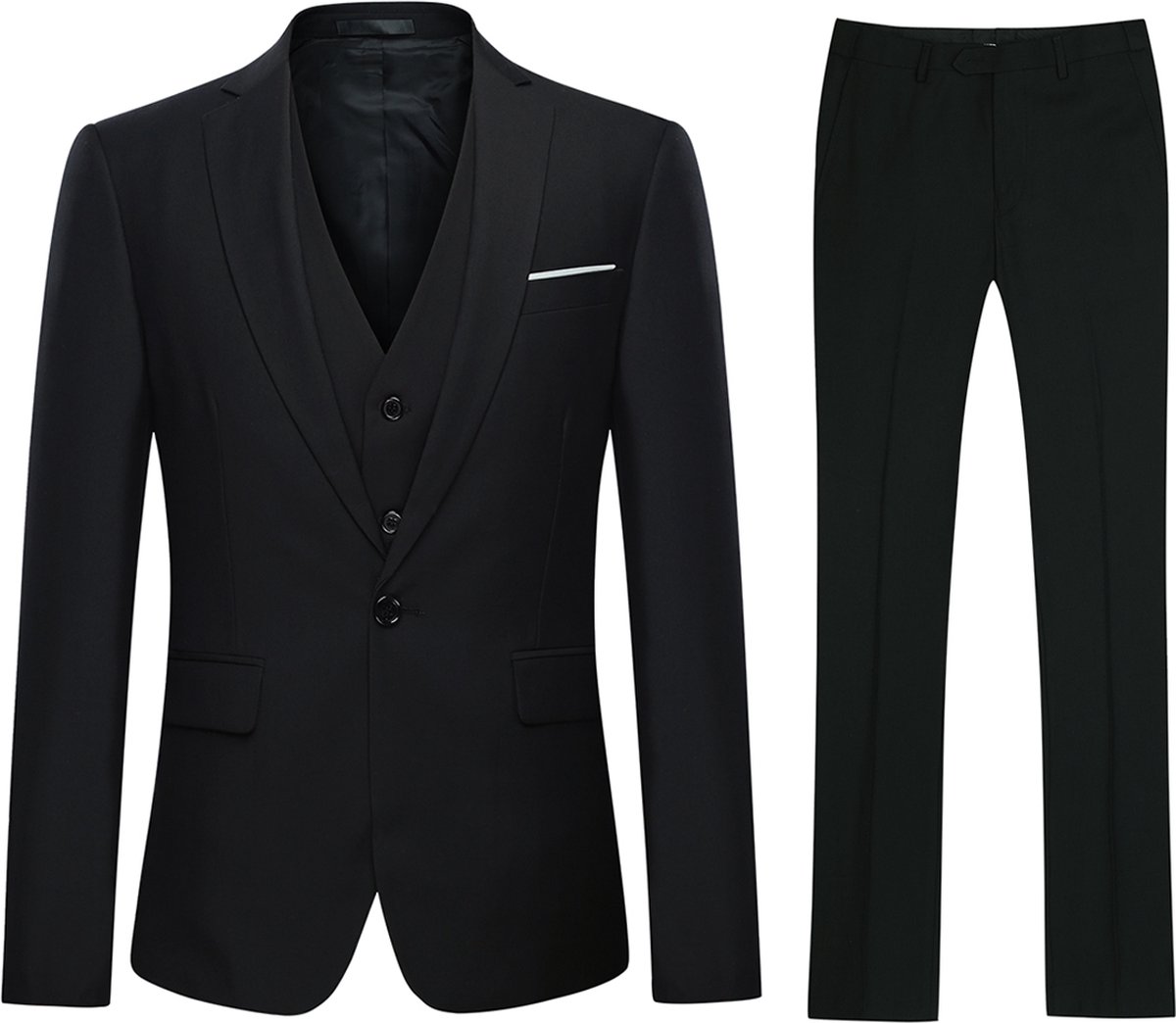ALLTHEMEN Heren 3-Piece Suit - Heren casual pak voor zaken - S