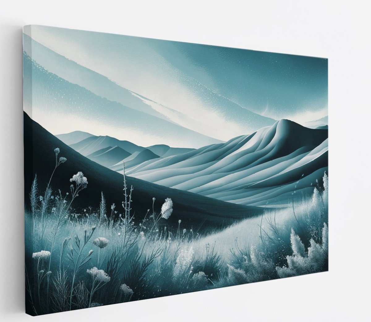 Saammp Canvas Schilderij - Blauw landschap - Natuur - 50x40 - Foto op canvas - Wanddecoratie - Muurdecoratie Woonkamer - Slaapkamer decoratie - Canvas Print Multicolor
