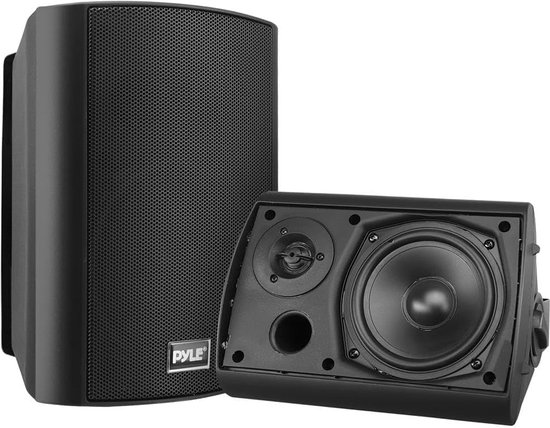 Pyle Bluetooth Luidsprekersysteem- Bluetooth Speakers-16 cm Woofer- Waterbestendige ABS Behuizing met Muurmontage- Marinegraad IP44 Classificatie- Bass Boost- Zwart