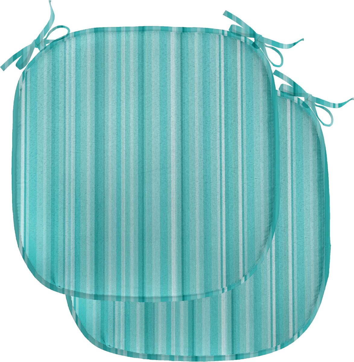 New Bed Aqua Oceanisch Geïnspireerde Blauwe Lijnen Stoelkussen Set van 2, Anti-Slip Zitting Pad, 40 cm x 40 cm