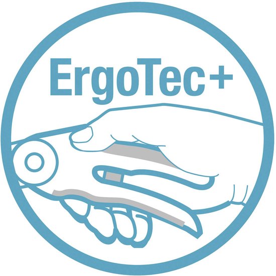 Logo met de tekst 'ErgoTec+' en een hand die een snoeischaar vasthoudt.