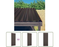vidaXL Dakbedekking - Dakpanellingen - Dakpanelen 12 st 100x36 cm gepoedercoat staal bruin - Metaaldak - Garage Dak - Carport Dak