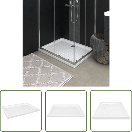 The Living Store Receveur de douche avec boutons 90x70x4 cm ABS blanc - Receveur de douche - Cabine de Douche - Caniveau de douche - Design moderne - Meubles de salle de bain