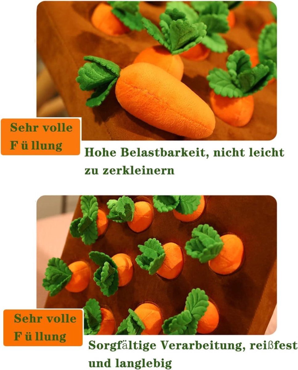 Trek radijs pluche speelgoed, hond wortel knuffel groente kauwspeelgoed snuffle mat voor honden katten, interactieve pluche