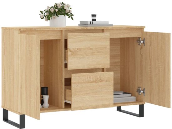 Dressoir 104x35x70 cm bewerkt hout zwart kopen