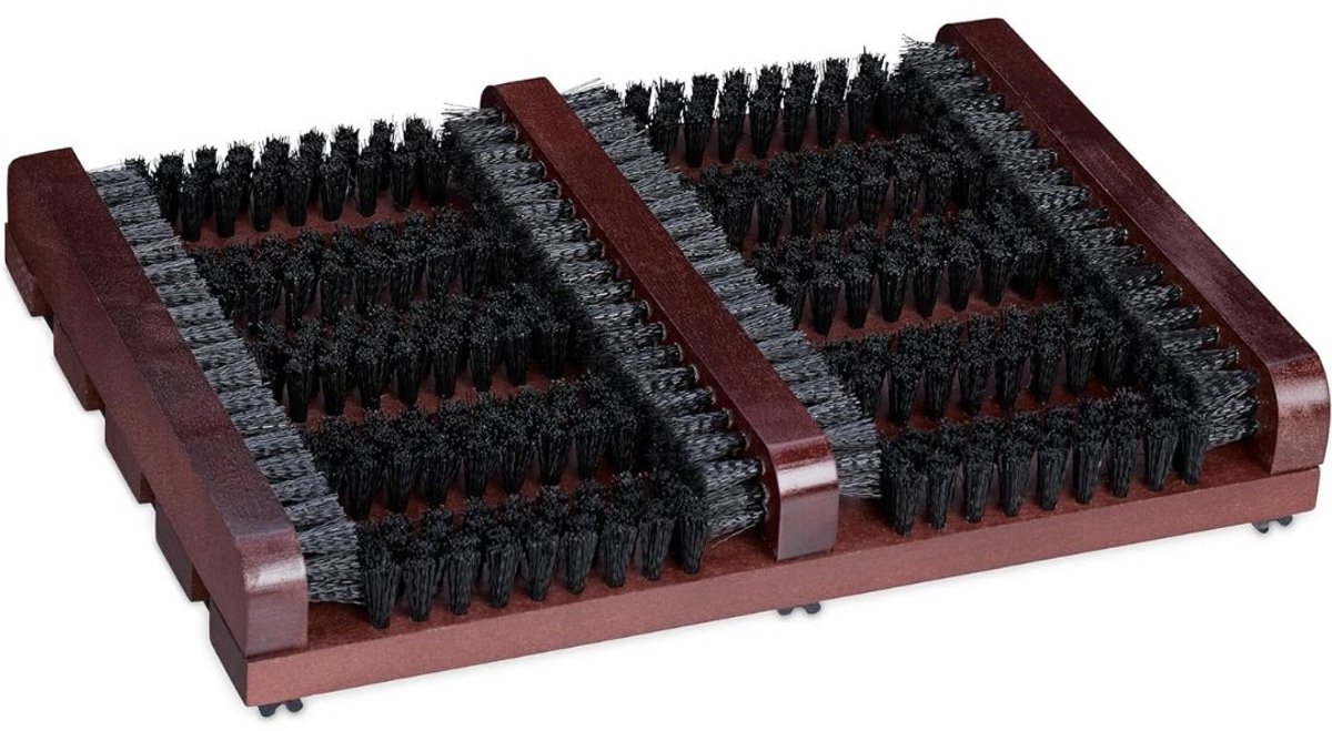 Zylo® Borstelmat voor Buiten - Voetenveger met Borstels - Deurmat - Antislipbodem - Buiten en Binnen - 26x36x6cm - Zwartbruin