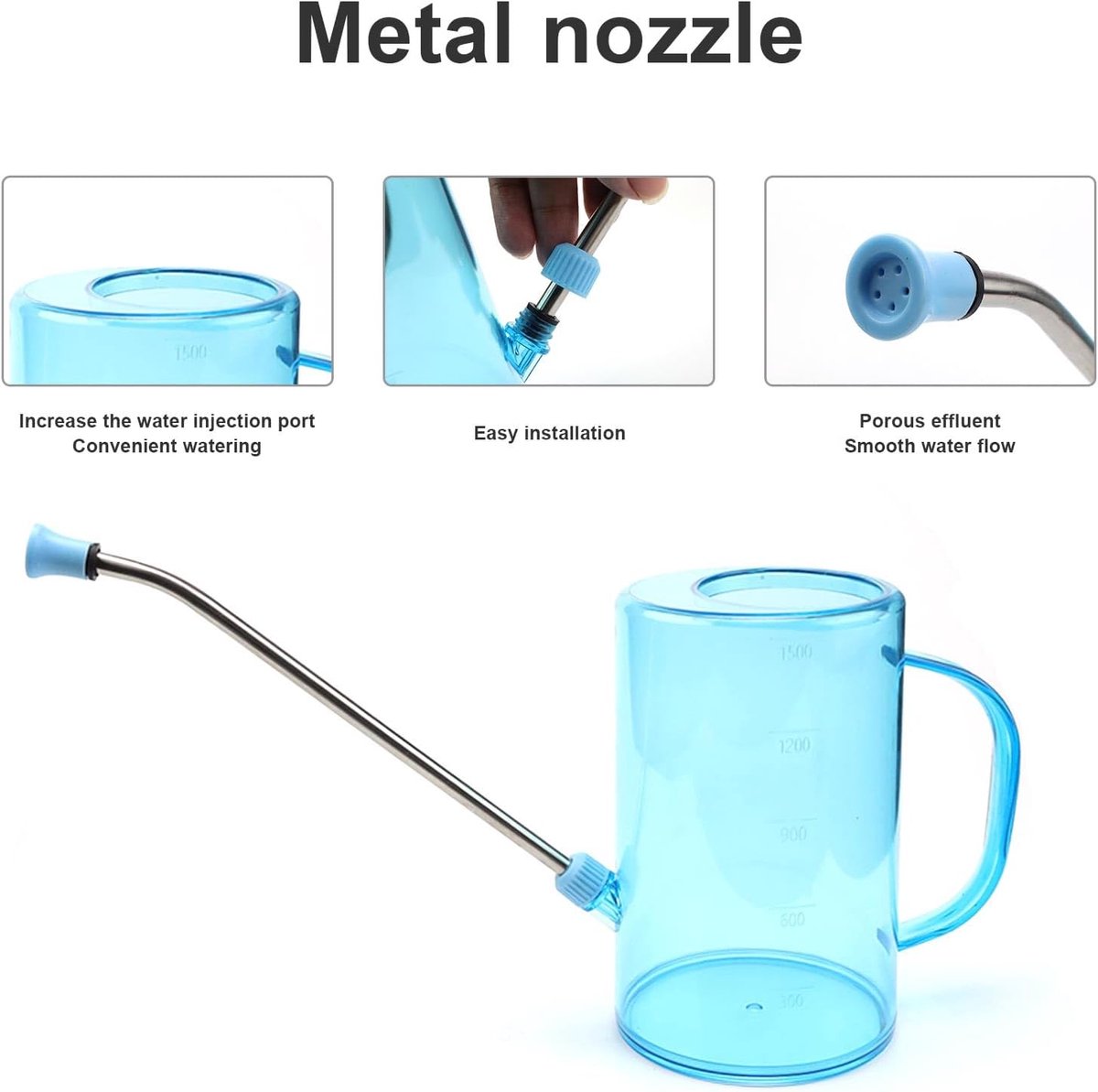 Gieter, 1 liter, mooie gieter met lange hals, voor het gieten en bemesten van kleine