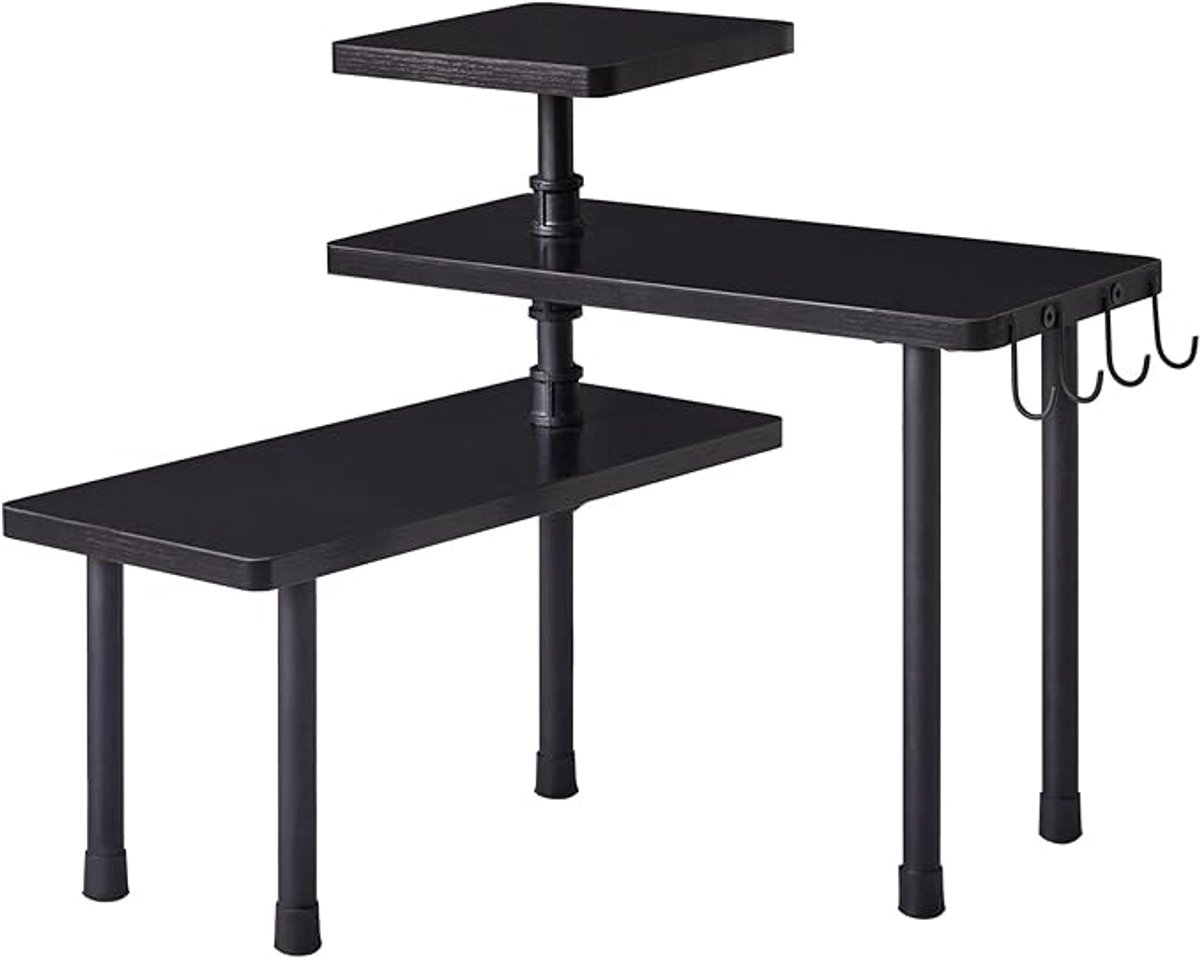 Hoekplank kruidenrek - ruimtebesparend - 3-laags - zwart