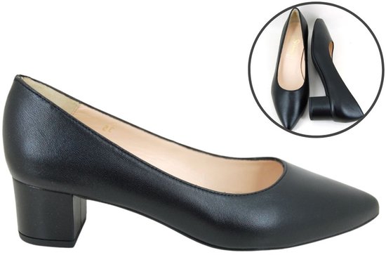 Stravers - Spitse Pumps met Blokhak Maat 43 Grote Dames Maten Luxe Zwarte Pumps
