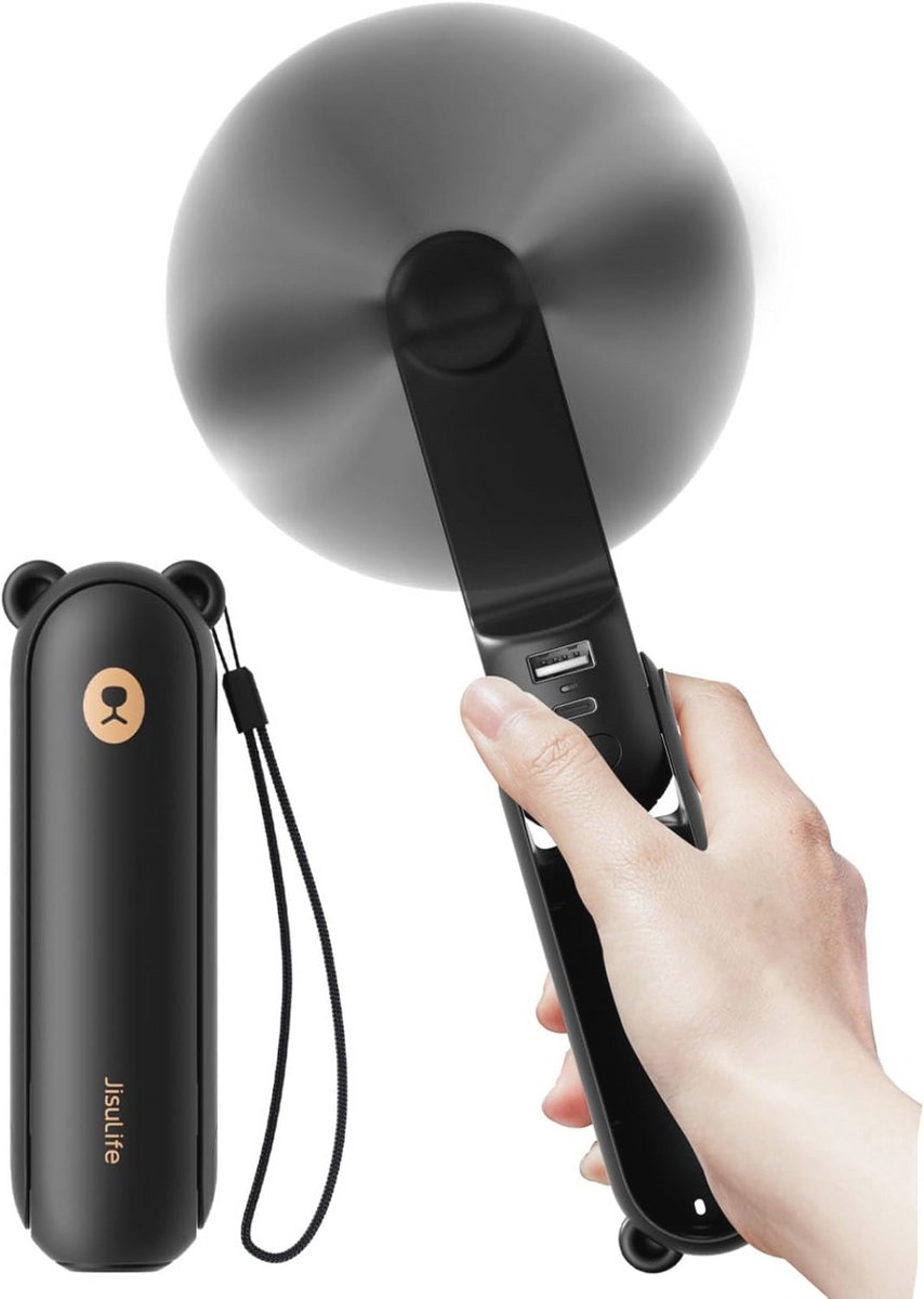 Draagbare ventilator met powerbankfunctie - 4500 mAh, opvouwbaar en batterijvoeding, ideaal voor onderweg