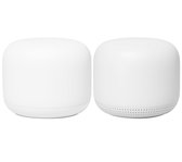 Google Nest Wifi, Router and Point 2-pack draadloze router Gigabit Ethernet Dual-band (2.4 GHz / 5 GHz) 4G Wit