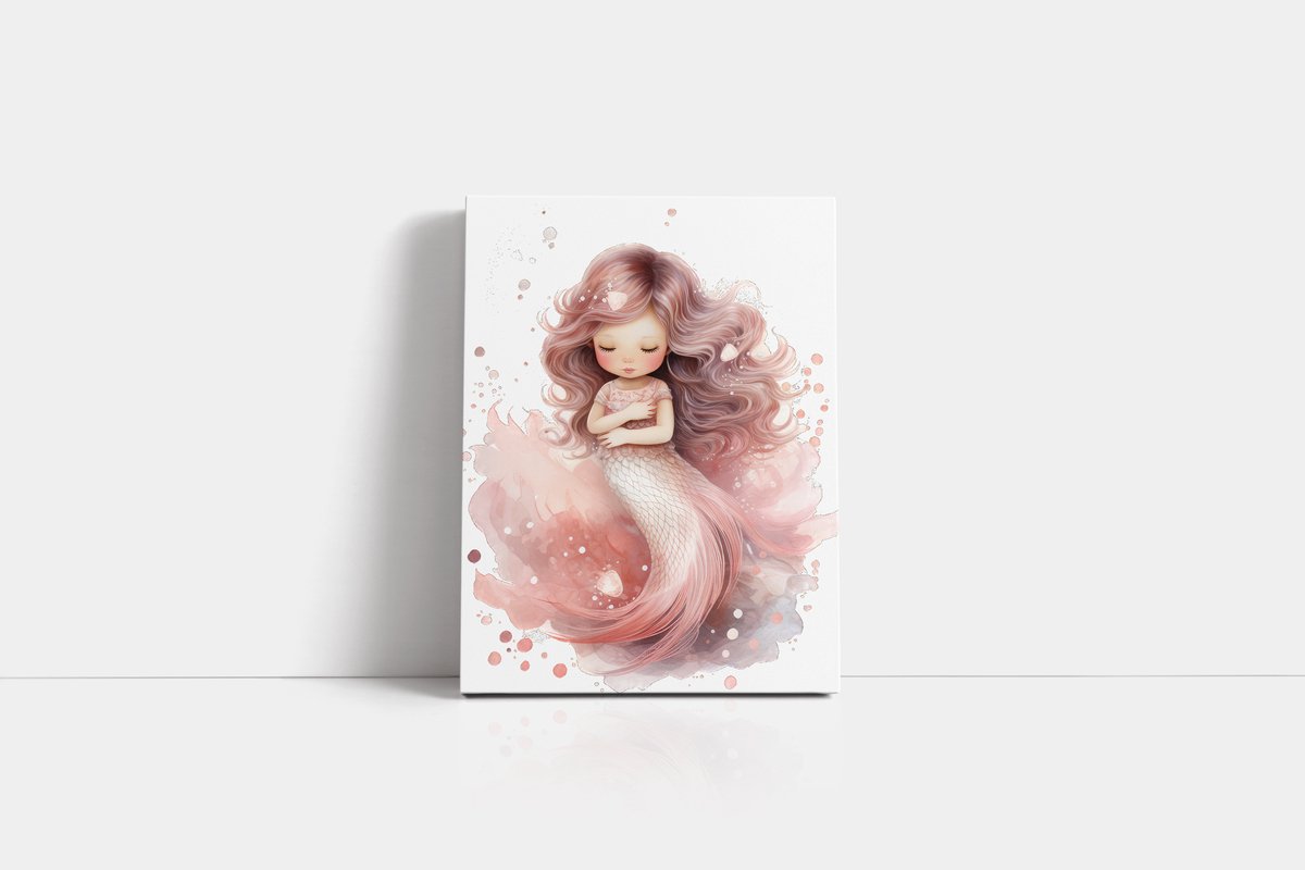 Canvas Zeemeermin - Mermaid - kinderkamer canvas - 40 x 60 cm - Zeemeerminnen thema - meisjeskamer - kinderkamer kunst