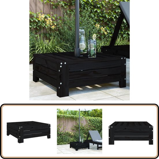 vidaXL Parasolvoetbedekking – Zwart – Massief Grenenhout Parasol Voet – Parasol Ombouw – Parasol Deksel – Tuinset – Buitendecoratie
