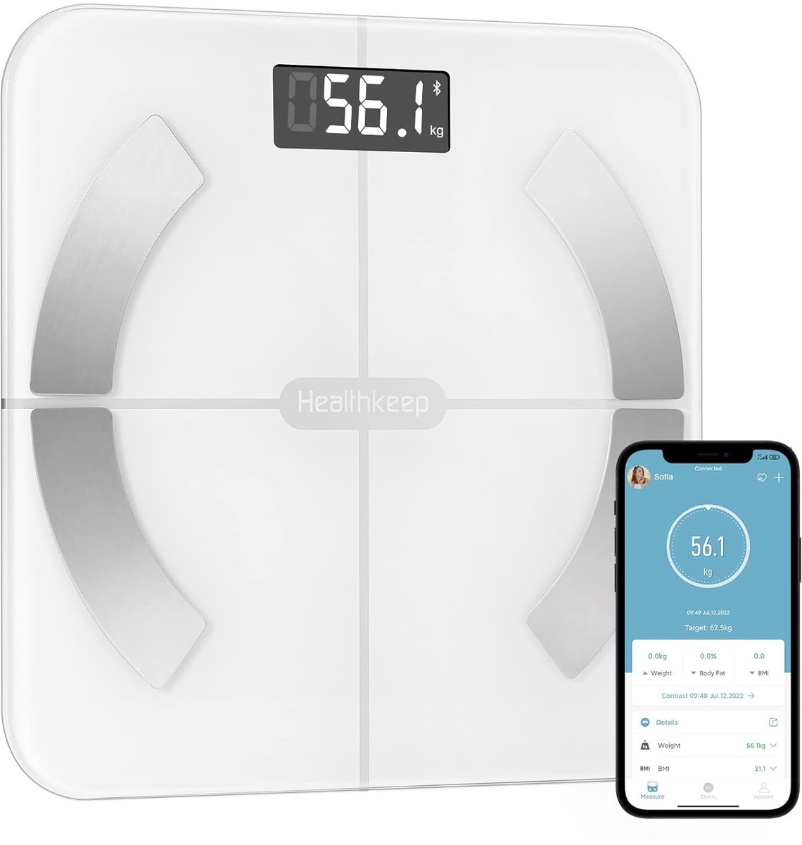 Digitale personenweegschaal met lichaamsvet en spiermassa - Smart Home Waag