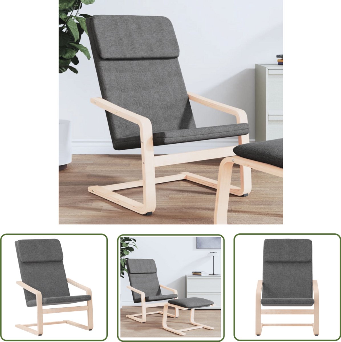 vidaXL Relaxstoel - Relaxstoelen - Stoel - Loungestoel - Relaxstoel stof donkergrijs