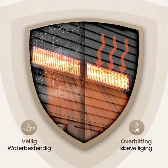 Komodo Terrasverwarmers Flores 3000W - 9 Verschillen Standen   Voor 35m2   Infrarood Verwarming   Afstandsbediening App   Oscillatie   Led Display   Zwart 1032138206